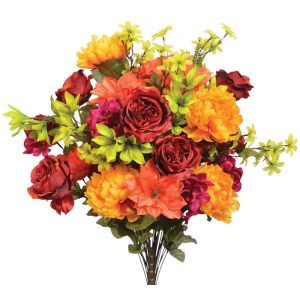 Mixed Peony, Hydrangea & Rose Bush x36, 28" Gold/Orange/Plum | Pioneer Wholesale Value Mixed Flower Bushes