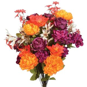 Mixed Peony, Hydrangea & Rose Bush x36, 28" Melon/Fire/Plum | Pioneer Wholesale Value Mixed Flower Bushes