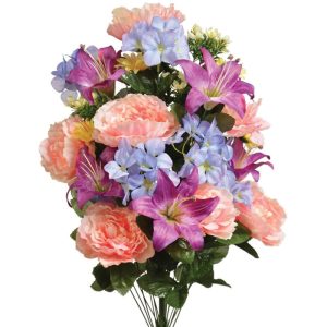 Mixed Peony, Hydrangea & Lily Bush x36, 31" Pink/Purple | Pioneer Wholesale Monument Bushes