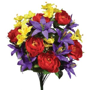 Mixed Peony, Lily & Orchid Bush x24, 21" Spring Mix | Pioneer Wholesale Monument Bushes