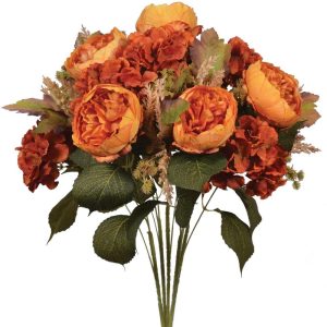 Mixed Peony & Hydrangea Bush x15, 23" Orange | Pioneer Wholesale Everyday Mixed Flower Bushes