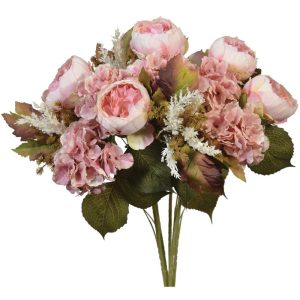 Mixed Peony & Hydrangea Bush x15, 23" Pink | Pioneer Wholesale Everyday Mixed Flower Bushes