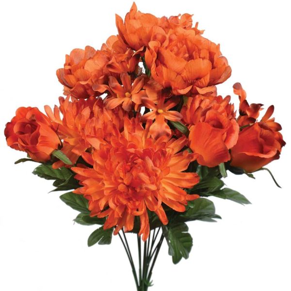 Mixed Peony, Rose Bud & Daisy Bush x12, 18" Rust | Pioneer Wholesale Everyday Mixed Flower Bushes