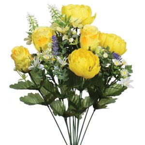 Mixed Peony & Rose Bush x12, 18" Yellow | Pioneer Wholesale Value Mixed Flower Bushes