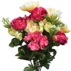 Mixed Ranunculus, Peony & Hydrangea Bush x18, 21" Beauty/Cream/Yellow | Pioneer Wholesale Monument Bushes