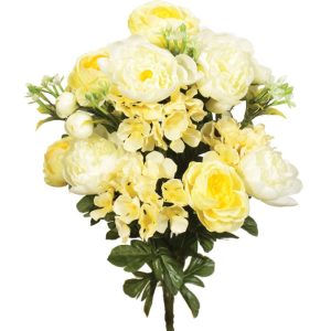 Mixed Ranunculus, Peony & Hydrangea Bush x18, 21" Yellow | Pioneer Wholesale Premium Mixed Flower Bushes