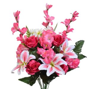 Mixed Rose & Lily Bush x18, 26" Beauty/Pink | Pioneer Wholesale Monument Bushes