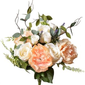 Mixed Rose & Peony Bush x14, 17" Beige | Pioneer Wholesale Premium Mixed Flower Bushes