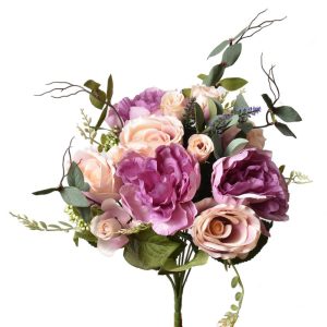 Mixed Rose & Peony Bush x14, 17" Lavender | Pioneer Wholesale Premium Mixed Flower Bushes