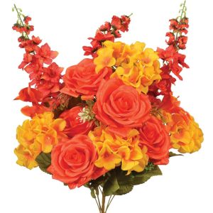 Mixed Rose, Lily & Hydrangea Bush x12, 26" | Pioneer Wholesale Monument Bushes