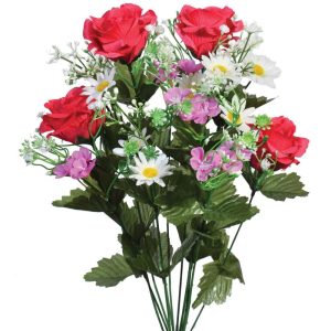 Mixed Rose & Daisy Bush x12, 18" Pink/Beauty | Pioneer Wholesale Value Mixed Flower Bushes