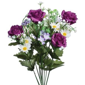 Mixed Rose & Daisy Bush x12, 18" Purple | Pioneer Wholesale Value Mixed Flower Bushes