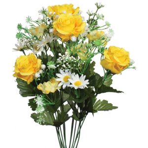 Mixed Rose & Daisy Bush x12, 18" Yellow | Pioneer Wholesale Value Mixed Flower Bushes