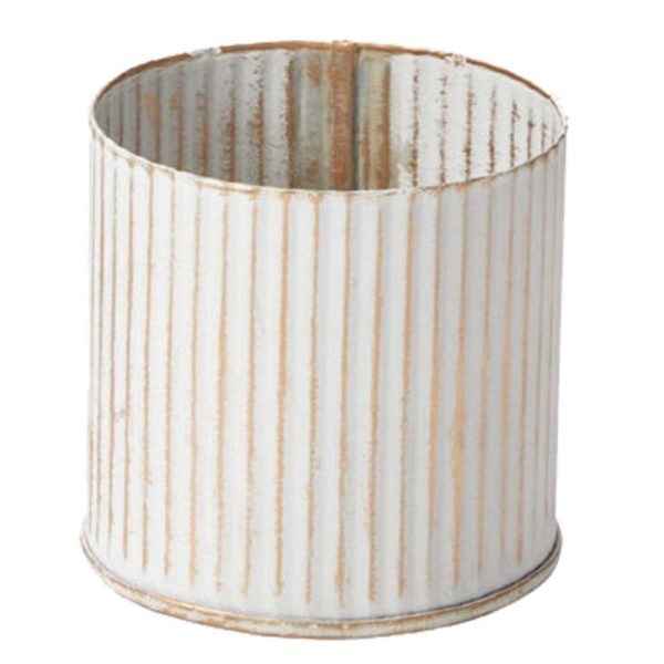 Norah Metal Pot 3" Whitewash | Pioneer Wholesale Metal Containers