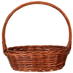 Oval Full Willow Basket w/Top Handle 13x10x4" Brown Stained | Pioneer Wholesale Full Willow