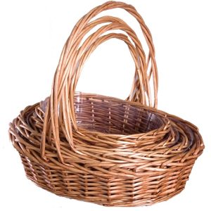 Oval Split Willow Basket Set of 4 w/Liners – Brown Stained Brown Stained | Pioneer Wholesale Split Willow