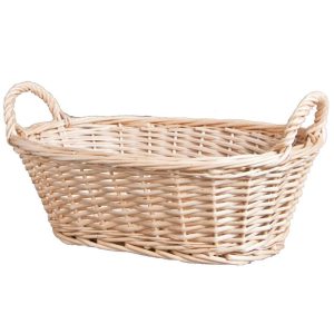 Oval Split Willow Basket w/Side Handles 14" Natural | Pioneer Wholesale No Liner