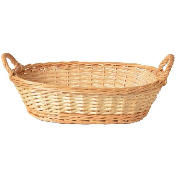 Oval Split Willow Basket w/Side Handles 16" Natural | Pioneer Wholesale No Liner