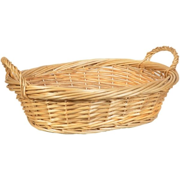 Oval Split Willow Basket w/Side Handles 21" Honey Stained | Pioneer Wholesale Peeled Willow