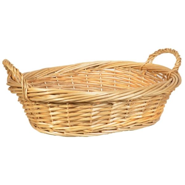 Oval Split Willow Basket w/Side Handles 24" Honey Stained | Pioneer Wholesale Single Baskets