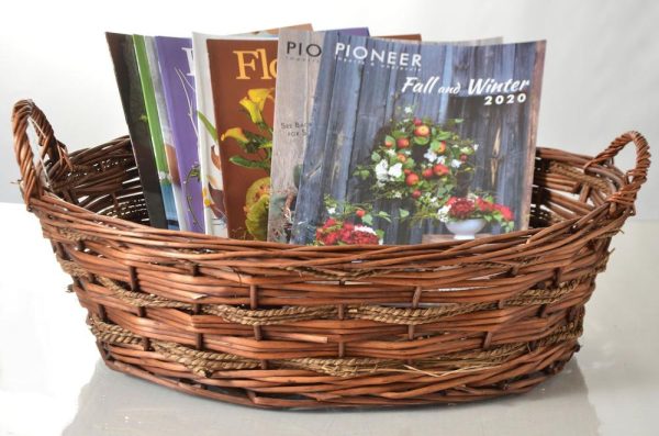 Oval Split Willow & Rope Basket w/Side Handles 20" Brown Stained | Pioneer Wholesale No Liner