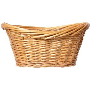 Oval Split Willow Wash Basket w/Cut-Out Handles & Liner 12" Natural | Pioneer Wholesale Split Willow