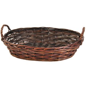 Oval Triple Weave Split Willow Basket 19" Brown Stained | Pioneer Wholesale Single Baskets