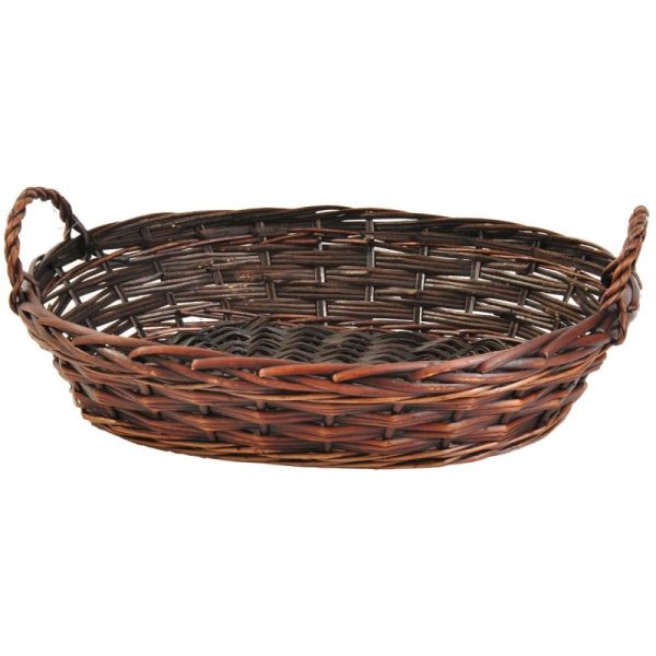 Oval Triple Weave Split Willow Basket 19" Brown Stained | Pioneer Wholesale Single Baskets