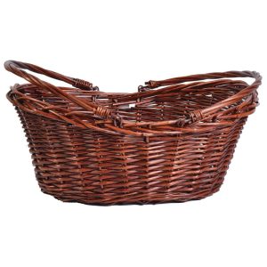 Oval Willow Basket w/Drop Handles 16.5" Brown Stained | Pioneer Wholesale Single Baskets