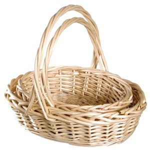 Oval Willow Basket w/Top Handle, Set of 2 – Natural Natural | Pioneer Wholesale Full Willow