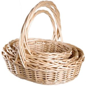 Oval Willow Basket w/Top Handle, Set of 3 – Natural Natural | Pioneer Wholesale Peeled Willow