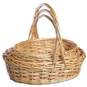 Oval Willow Baskets w/Woodchip Sides, Set of 3 – Natural Natural | Pioneer Wholesale Oval