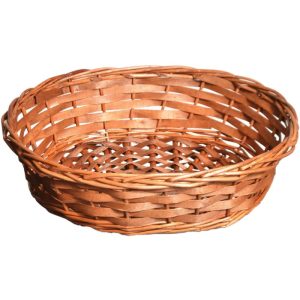 Oval Woodchip Basket 14×11.75×3.5" Brown Stained | Pioneer Wholesale Oval