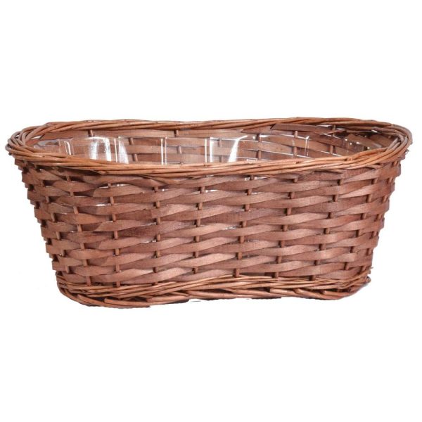 Peanut Woodchip Basket 16" Brown Stained | Pioneer Wholesale Woodchip