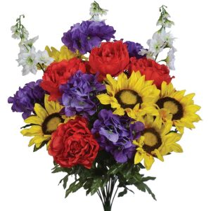 Peony, Sunflower, Delphinium & Hydrangea Bush x18, 24" *ONLY 1 LEFT* | Pioneer Wholesale Everyday Mixed Flower Bushes