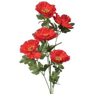 Poppy Spray x5, 28" Red | Pioneer Wholesale Other Stems