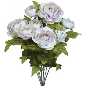 Ranunculus Bush x9, 18.5" Green/Purple Mix | Pioneer Wholesale Single Variety Flower Bushes