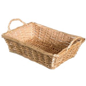 Rectangle Split Willow Basket w/Handles 14" Natural | Pioneer Wholesale Split Willow