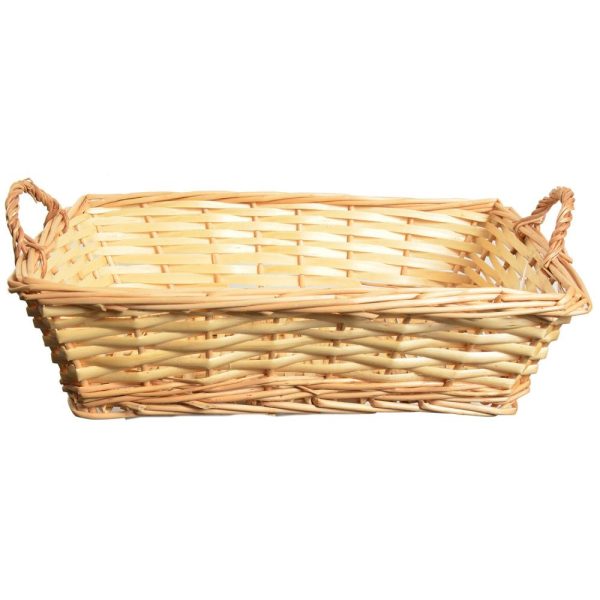 Rectangle Split Willow Basket w/Handles 16.5" Natural | Pioneer Wholesale Rectangle