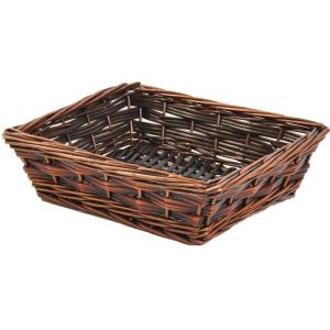 Rectangle Triple Weave Split Willow Tray Basket 12" Brown Stained | Pioneer Wholesale Single Baskets