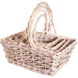 Rectangular Split Willow Basket Set of 4 – Whitewash Whitewash | Pioneer Wholesale Split Willow