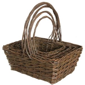 Rectangular Unpeeled Willow Basket Set of 4 – Rustic Rustic | Pioneer Wholesale No Liner