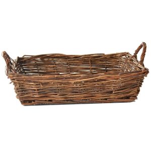 Rectangular Unpeeled Willow Basket w/Side Handles 16" Rustic | Pioneer Wholesale Rectangle