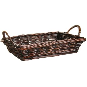 Rectangular Willow Basket w/Wrapped Side Handles 13.25” – Brown Stained Brown Stained | Pioneer Wholesale Full Willow