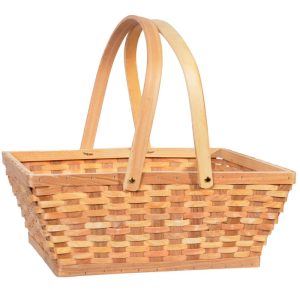 Rectangular Woodchip Basket w/Drop Handles 17x13x6.5" Natural | Pioneer Wholesale No Liner