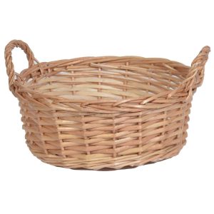 Round Split Willow Basket w/Side Handles 12” – Natural Natural | Pioneer Wholesale Peeled Willow