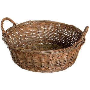 Round Unpeeled Willow Basket w/Side Handles 15" Rustic | Pioneer Wholesale Round