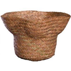 Seagrass Molded Rim Hat Planter w/Sewn-in Liner 11×8.75" Natural | Pioneer Wholesale Seagrass