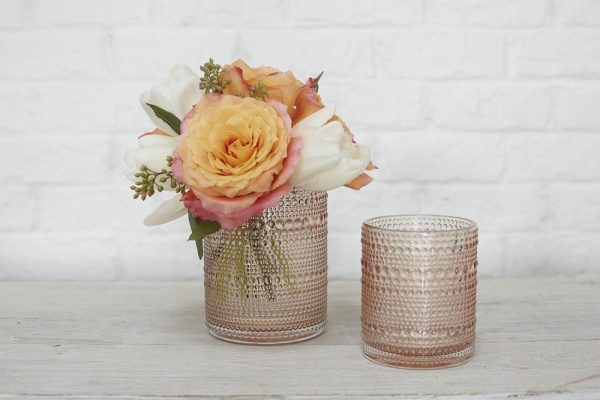 Share Glass Votive 2.75×3" Blush | Pioneer Wholesale Colored Glass Vases