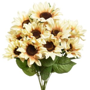 Sunflower Bush x11, 19" Beige | Pioneer Wholesale Single Variety Flower Bushes